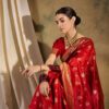 Sangria Ethnic Motif Zari Woven Banarasi Saree With Blouse