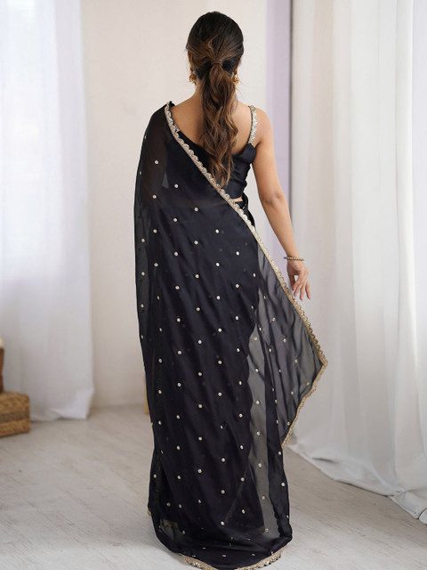 Saree mall Embellished Sequinned Floral Pure Georgette Saree