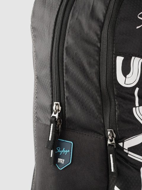 Skybags Unisex Black & White Brand Logo Print Backpack- 21.3 Ltrs