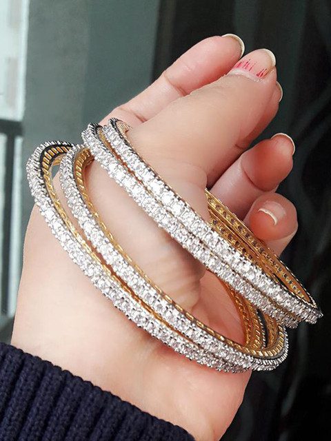 The Pari Set Of 4 Gold-Plated AD-Studded Bangles