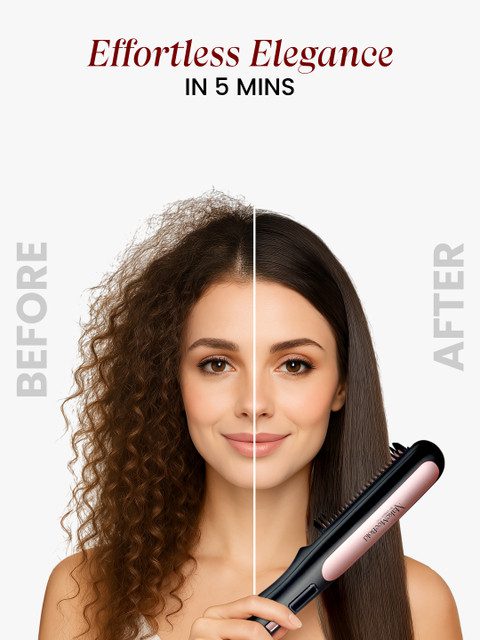 URBANYOG MakeMeeBold Hair Straightening Brush with Ceramic Coated Plates - Black