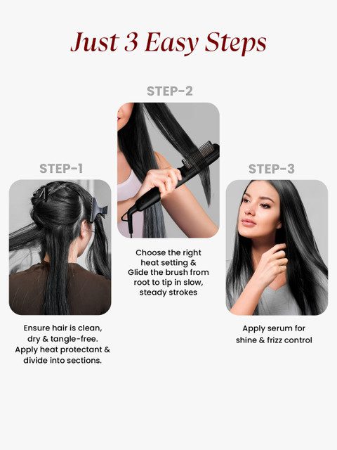 URBANYOG MakeMeeBold Hair Straightening Brush with Ceramic Coated Plates - Black