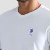 U.S. Polo Assn. Men White Solid V-Neck T-shirt