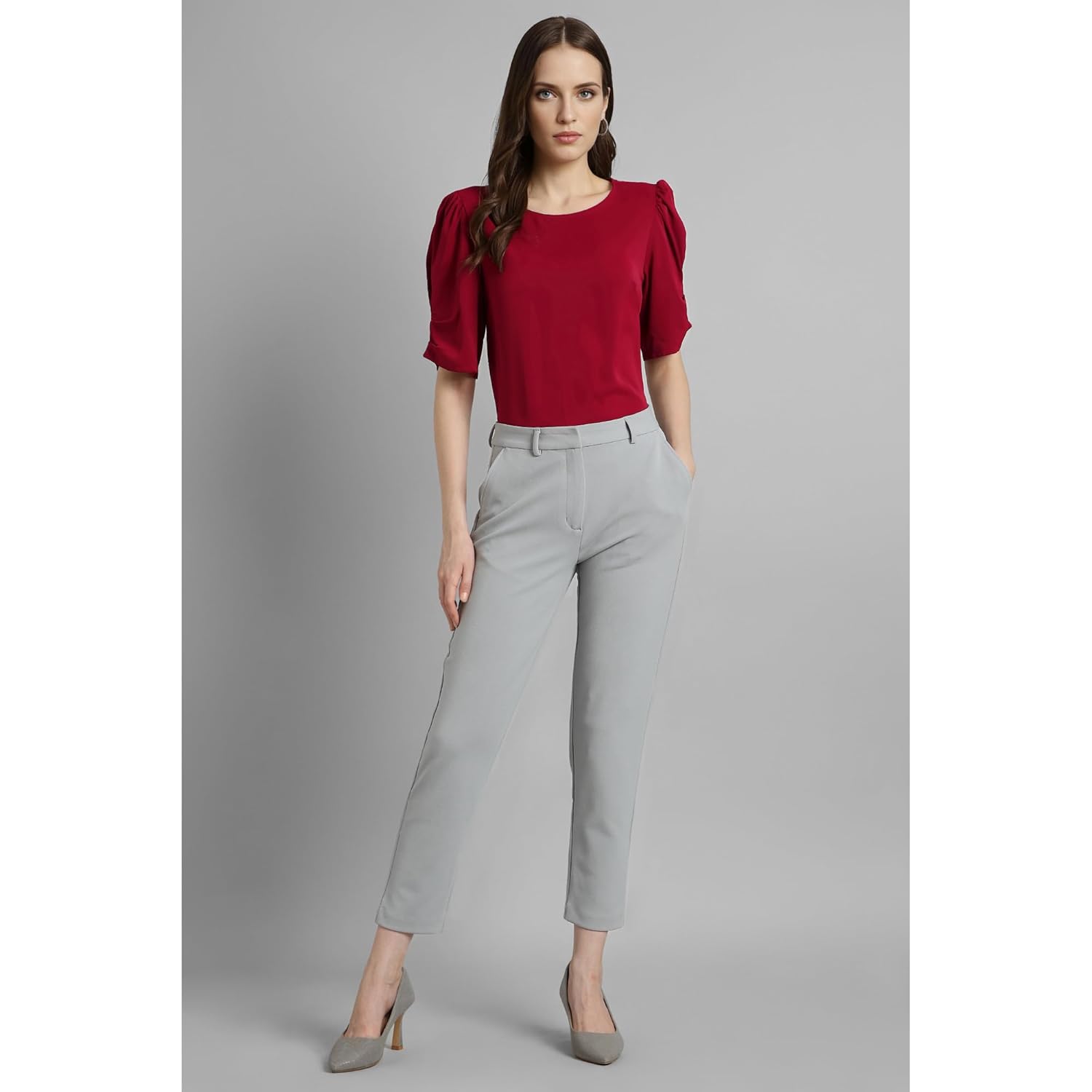 Van Heusen Women's Regular Fit Half Sleeve Round Neck Formal Top