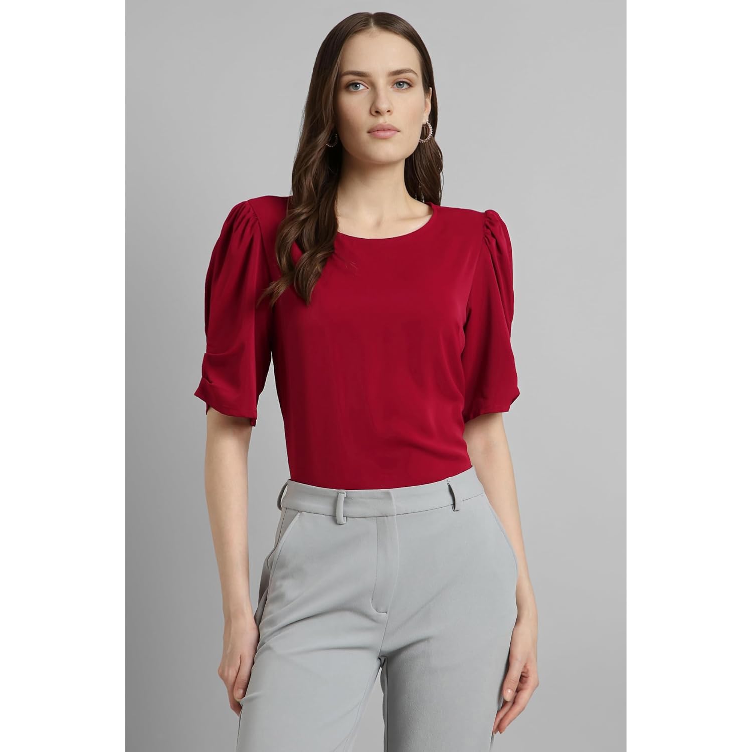 Van Heusen Women's Regular Fit Half Sleeve Round Neck Formal Top