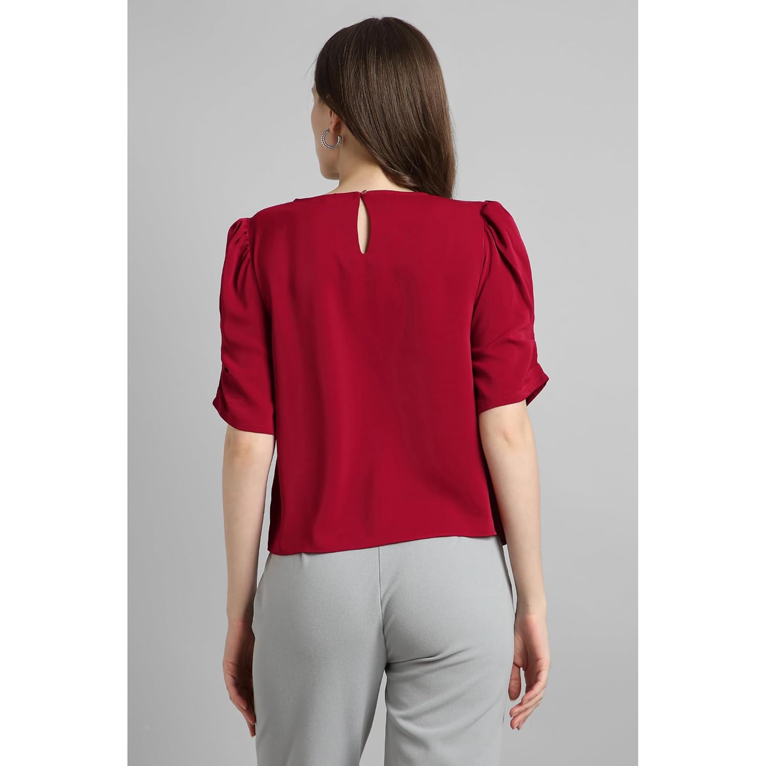 Van Heusen Women's Regular Fit Half Sleeve Round Neck Formal Top