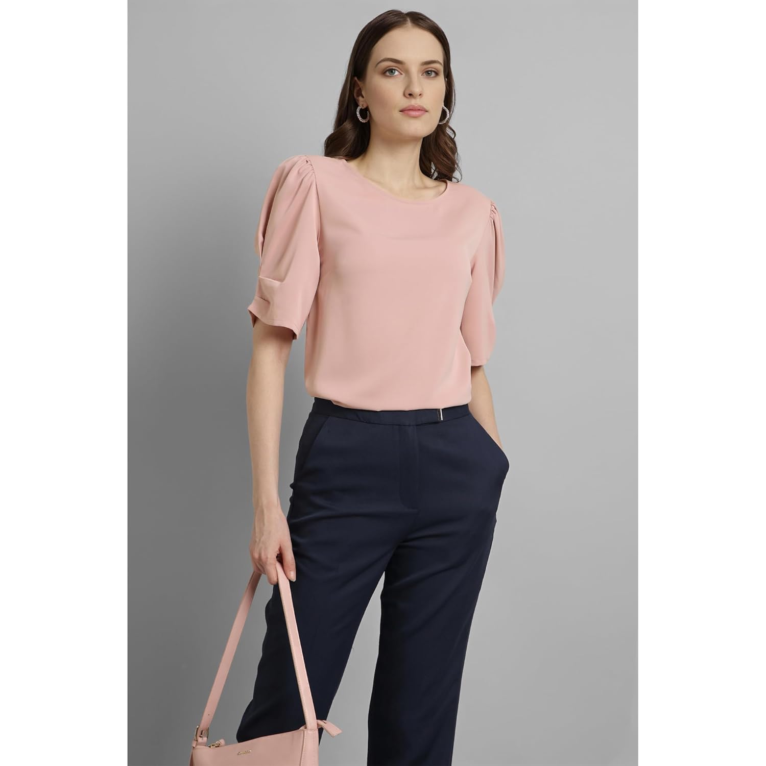 Van Heusen Women's Regular Fit Half Sleeve Round Neck Formal Top