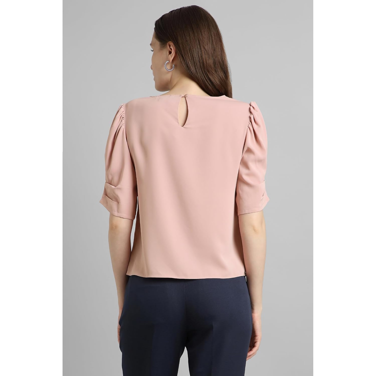 Van Heusen Women's Regular Fit Half Sleeve Round Neck Formal Top