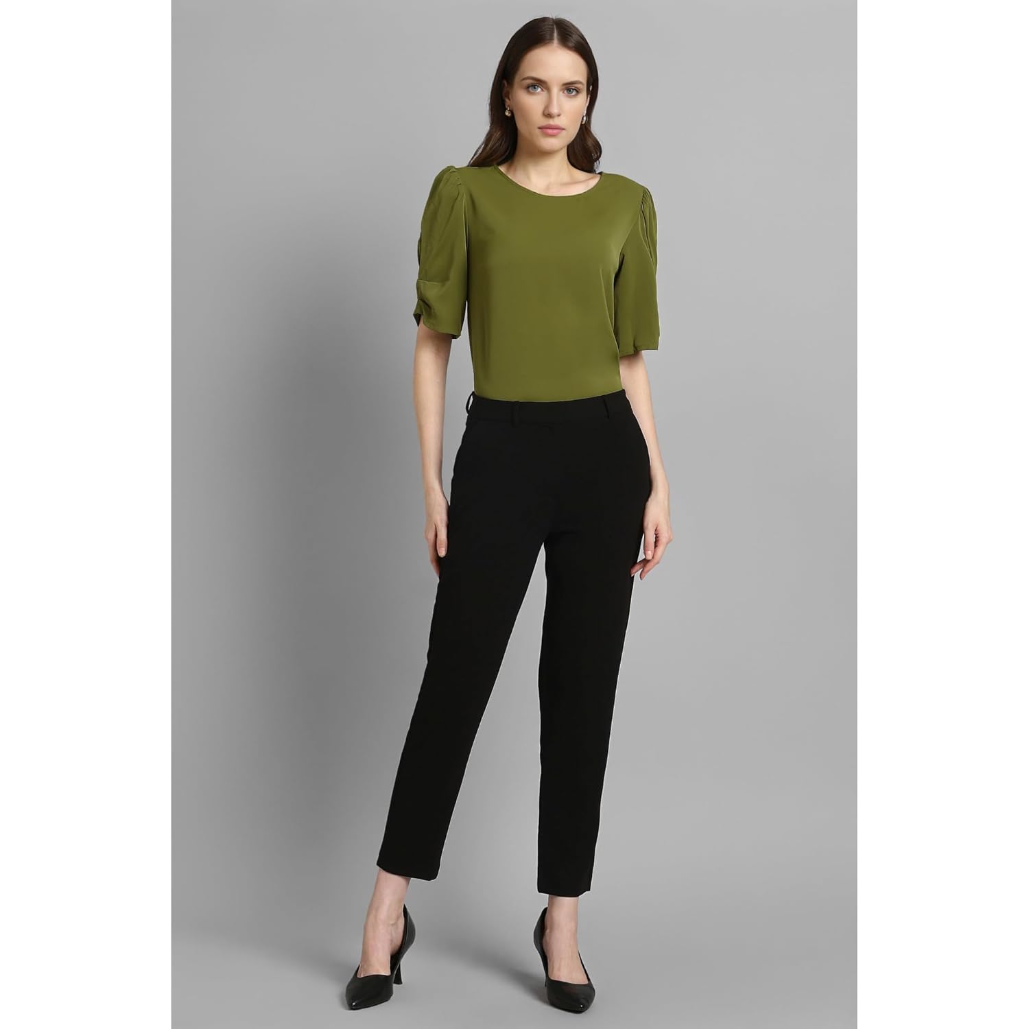 Van Heusen Women's Regular Fit Half Sleeve Round Neck Formal Top