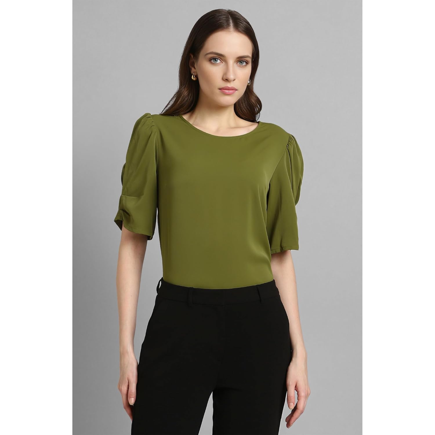 Van Heusen Women's Regular Fit Half Sleeve Round Neck Formal Top