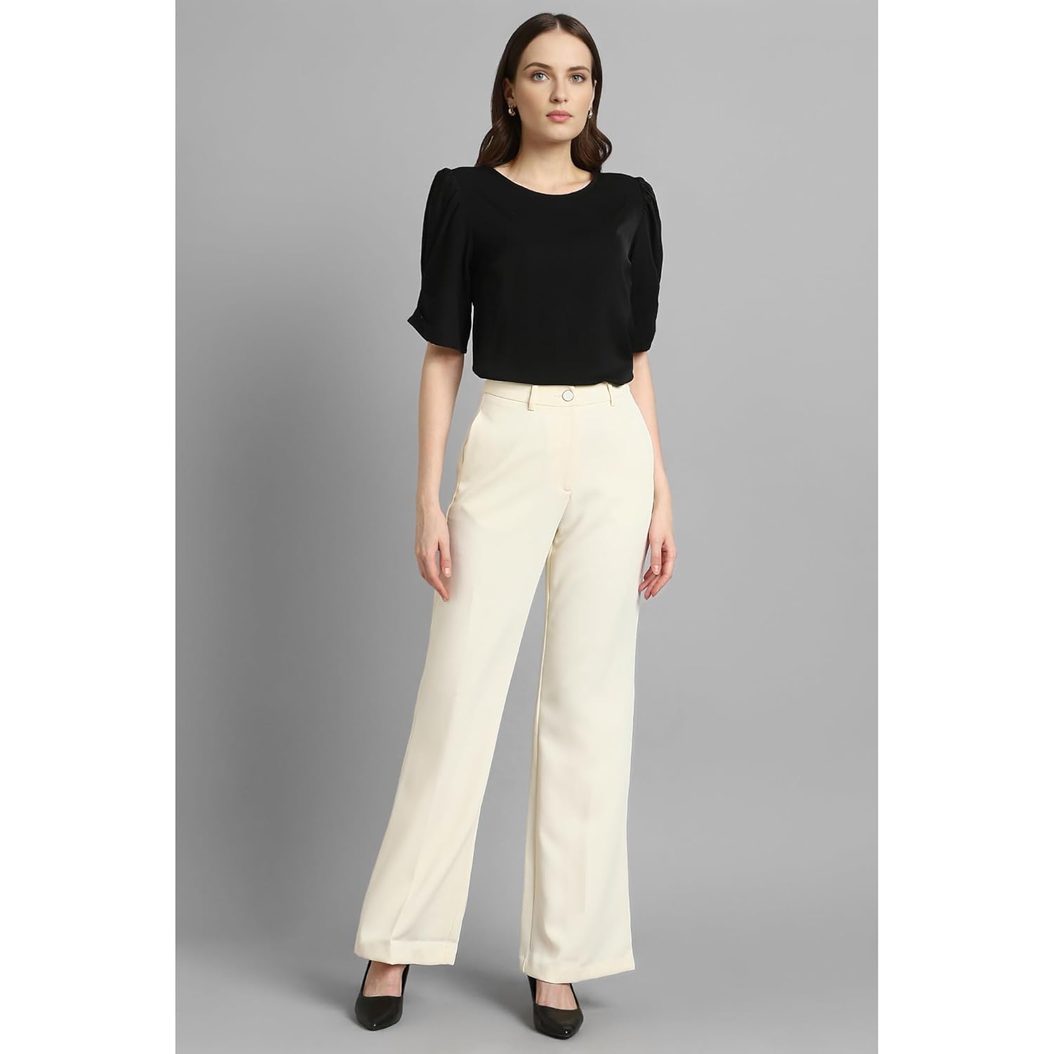 Van Heusen Women's Regular Fit Half Sleeve Round Neck Formal Top