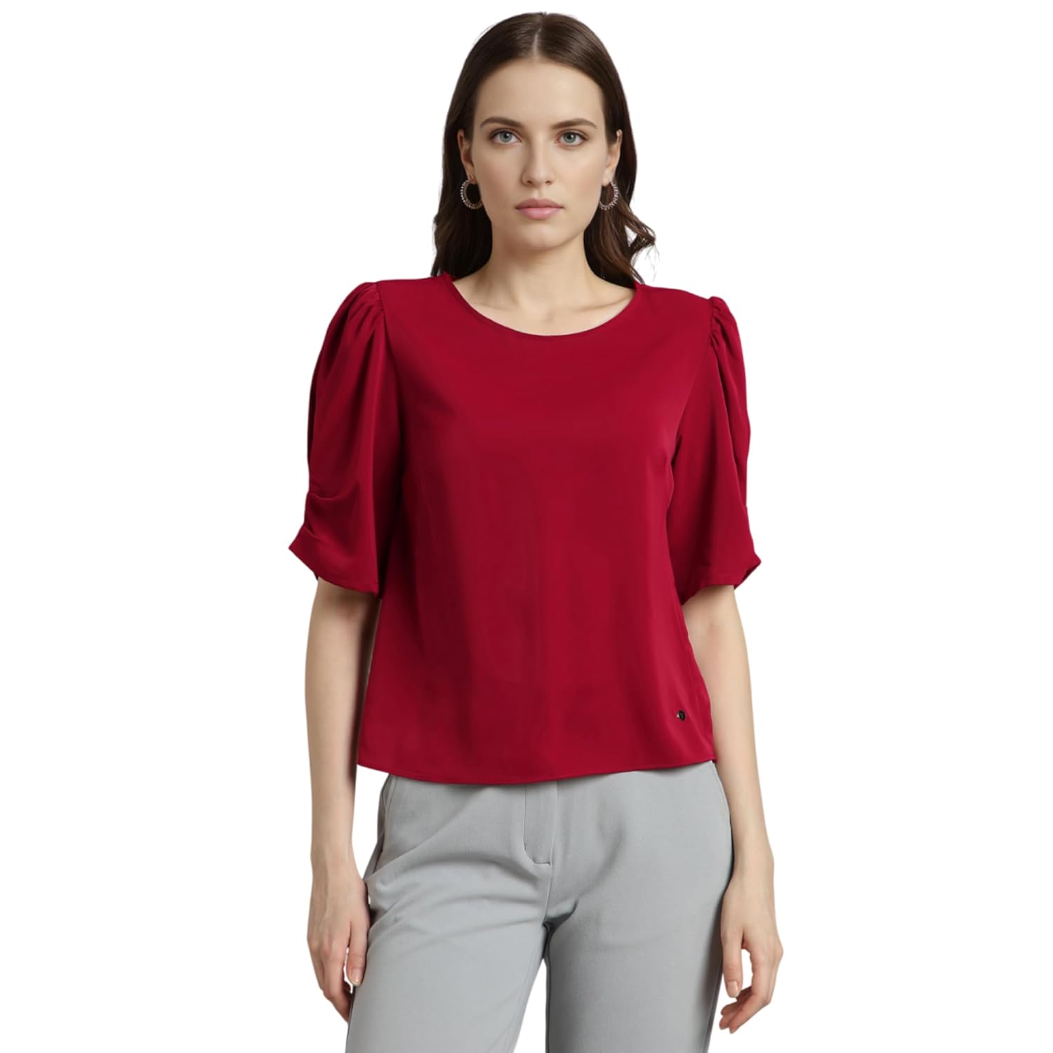 Van Heusen Women's Regular Fit Half Sleeve Round Neck Formal Top