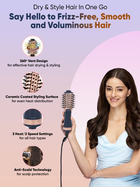 VEGA VHSD-04 LitStyle L4 Volumizer Hair Dryer Brush - Blue Gold