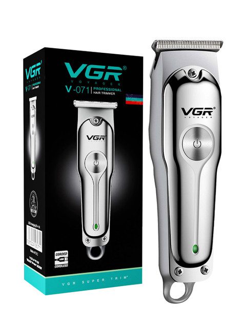 VGR V-071 Professional Hair Clipper With 3 Guide Combs & 120 min Runtime - Silver