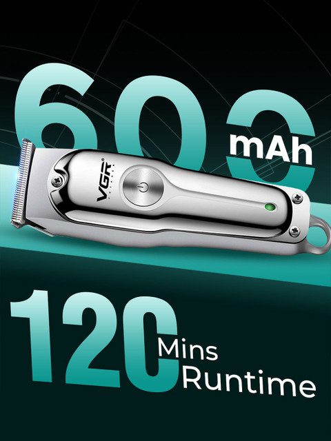 VGR V-071 Professional Hair Clipper With 3 Guide Combs & 120 min Runtime - Silver