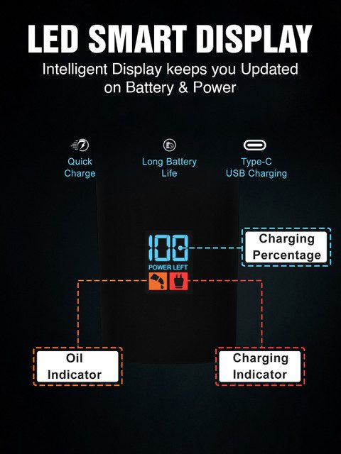 VGR V-937 Professional Hair Trimmer With USB Charging Cable & LED Display - Black