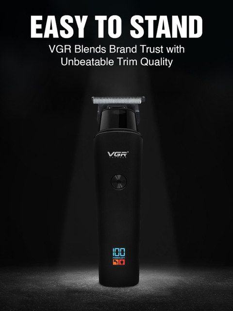 VGR V-937 Professional Hair Trimmer With USB Charging Cable & LED Display - Black