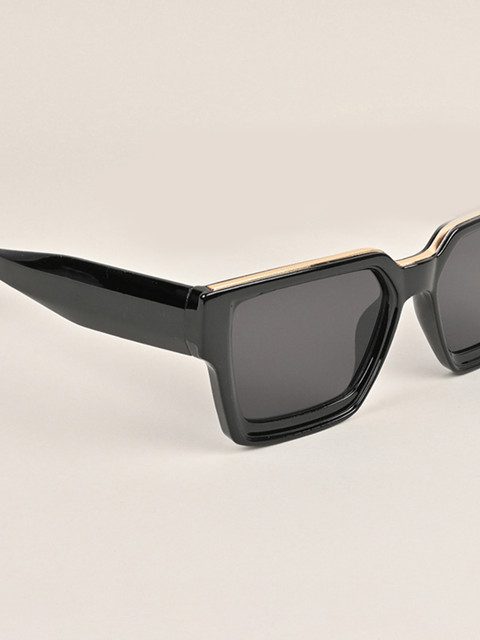 Voyage Unisex Black Lens & Black Wayfarer Sunglasses with UV Protected Lens