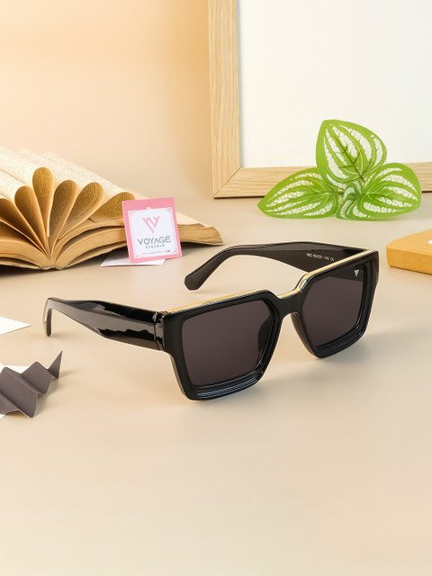 Voyage Unisex Black Lens & Black Wayfarer Sunglasses with UV Protected Lens