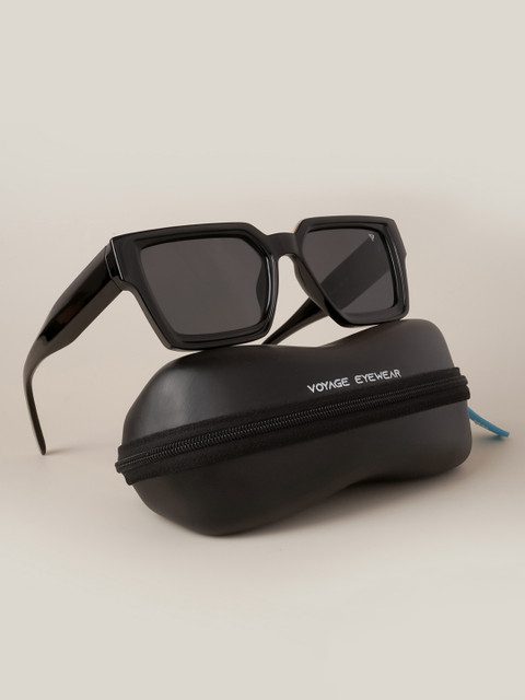 Voyage Unisex Black Lens & Black Wayfarer Sunglasses with UV Protected Lens