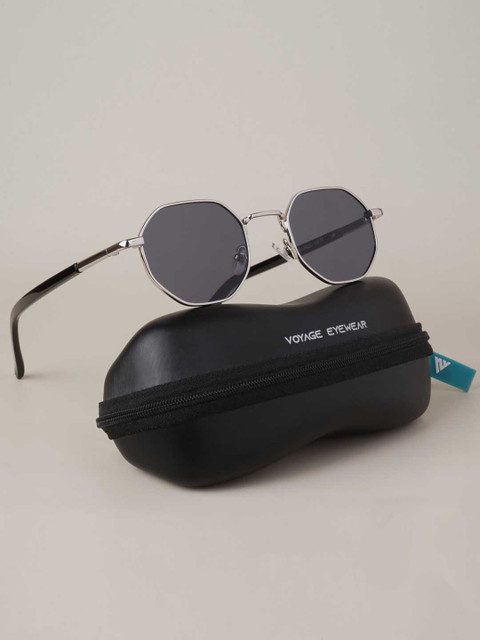 Voyage Unisex Black Lens & Silver-Toned Round Sunglasses with UV Protected Lens
