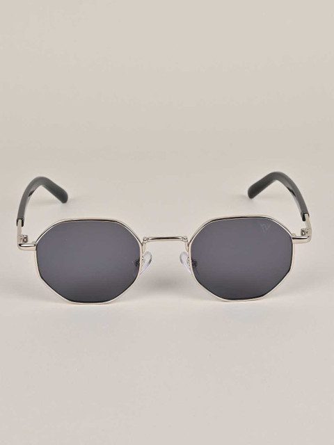 Voyage Unisex Black Lens & Silver-Toned Round Sunglasses with UV Protected Lens