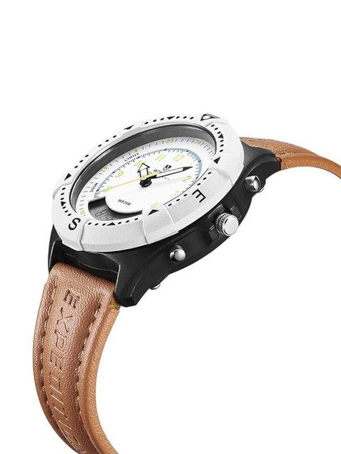 WEIDE Unisex Dial & Leather Straps Analogue and Digital Stopwatch Watch MF13-1CWH