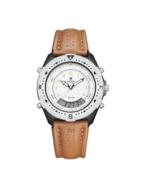 WEIDE Unisex Dial & Leather Straps Analogue and Digital Stopwatch Watch MF13-1CWH