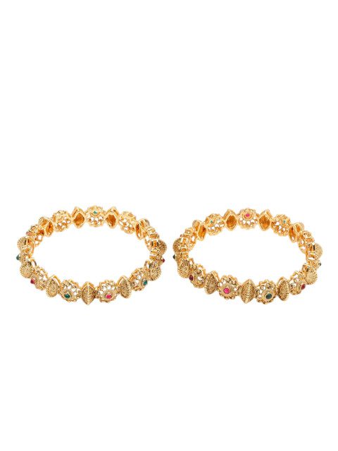 YouBella Set Of 2 Gold Plated Stone-Studded Bangles