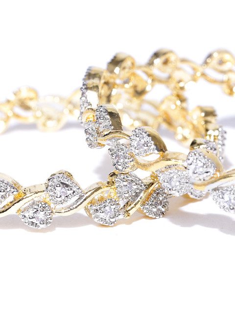 YouBella Set of 2 Silver-Toned & Gold-Toned Stone-Studded Bangles