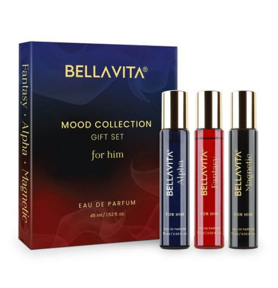 Bella Vita Organic Men Mood Collection Set Of 3 Long Lasting Perfumes - 15 ml Each