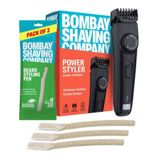 Bombay Shaving Company Men Beard Trimmer With 38 length Settings & Beard Styling pen