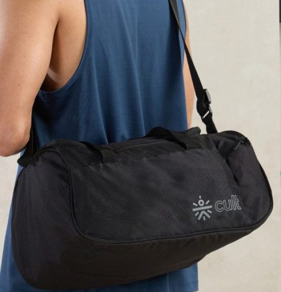 CULT 25 Litre Gym/Duffle Bag with Side Pocket & Shoulder Strap Comfortable Handle Black