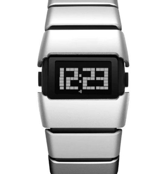 PAPIO Men Dial & Bracelet Style Straps Digital Alarm Watch DIGI-042 SILVER-BLACK