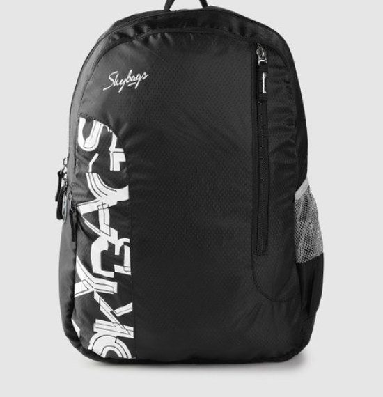 Skybags Unisex Black & White Brand Logo Print Backpack- 21.3 Ltrs