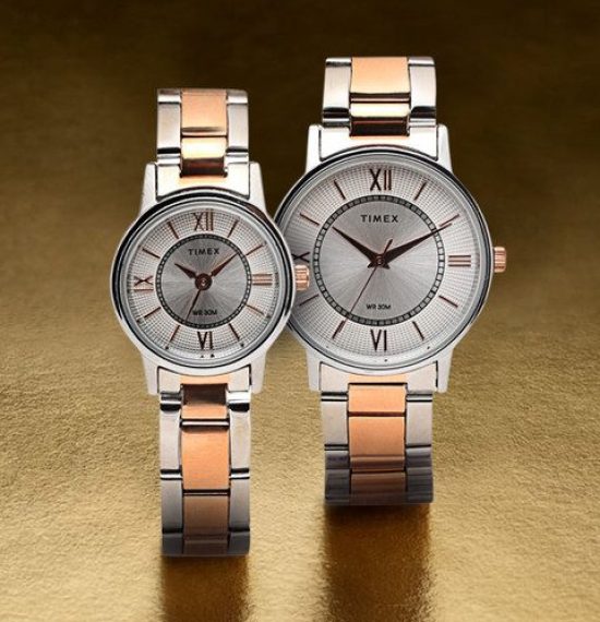 Timex His & Her Silver-Toned Analogue Couple Watch Gift Set - TW00PR213